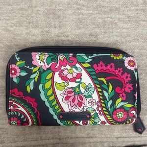 Vera Bradley Colorful Floral Wallet - Black, Pink, Green